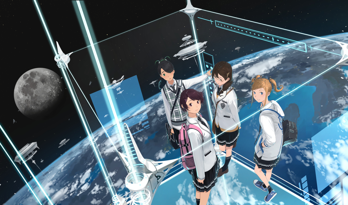 This is a pixiv picture whose title is 西暦25XX年、通学.