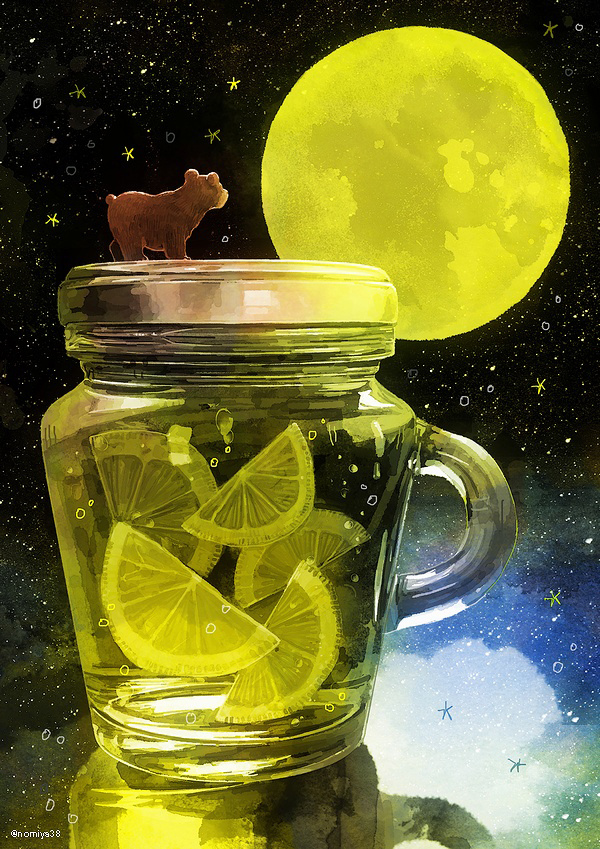 This is a pixiv picture whose title is 僕はあの月が食べたい.