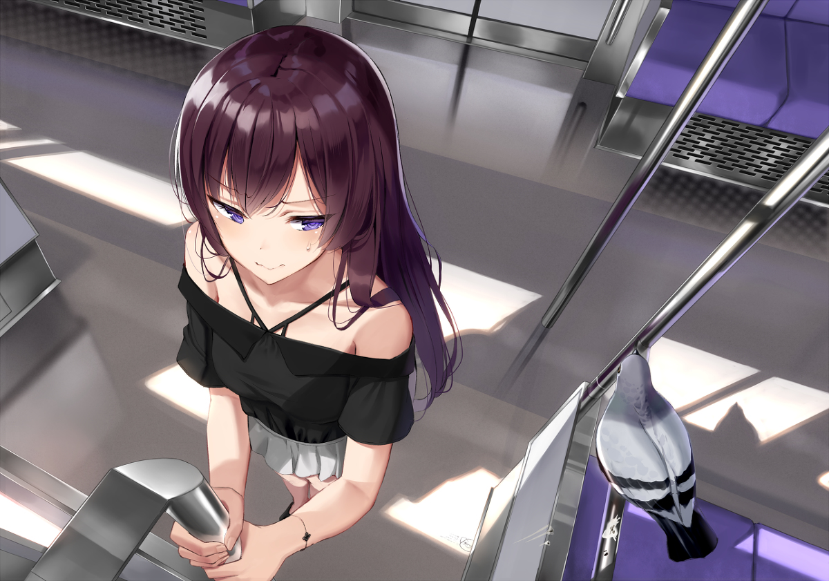 This is a pixiv picture whose title is 鳩が気になる....