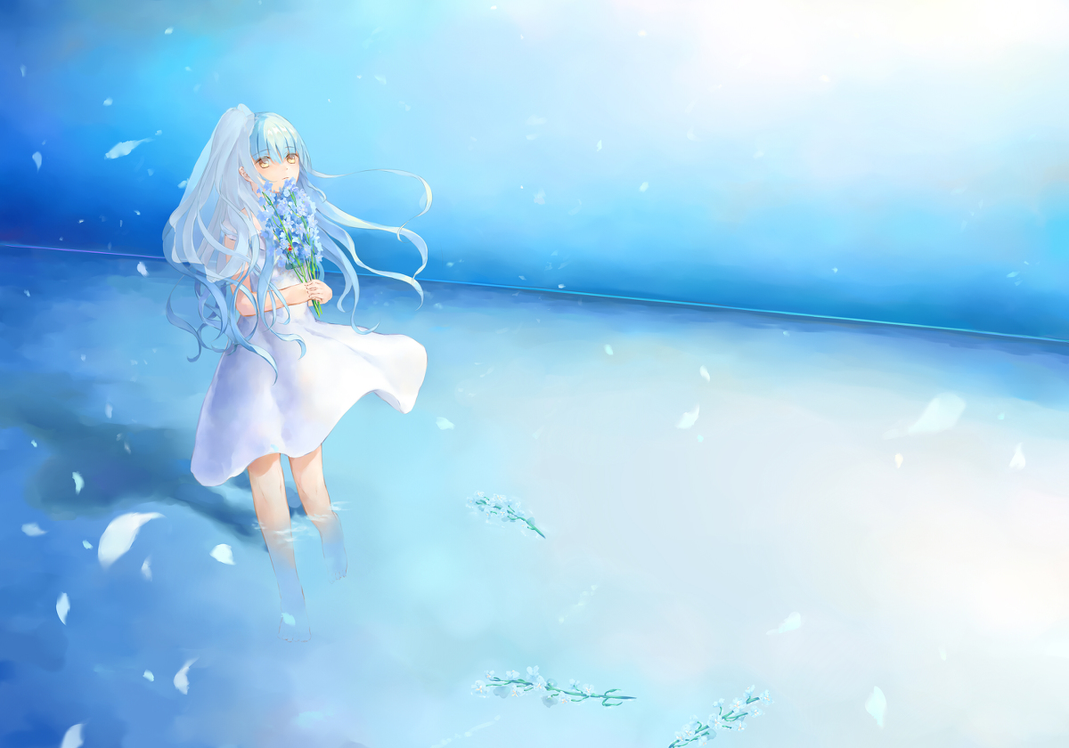 This is a pixiv picture whose title is 青.