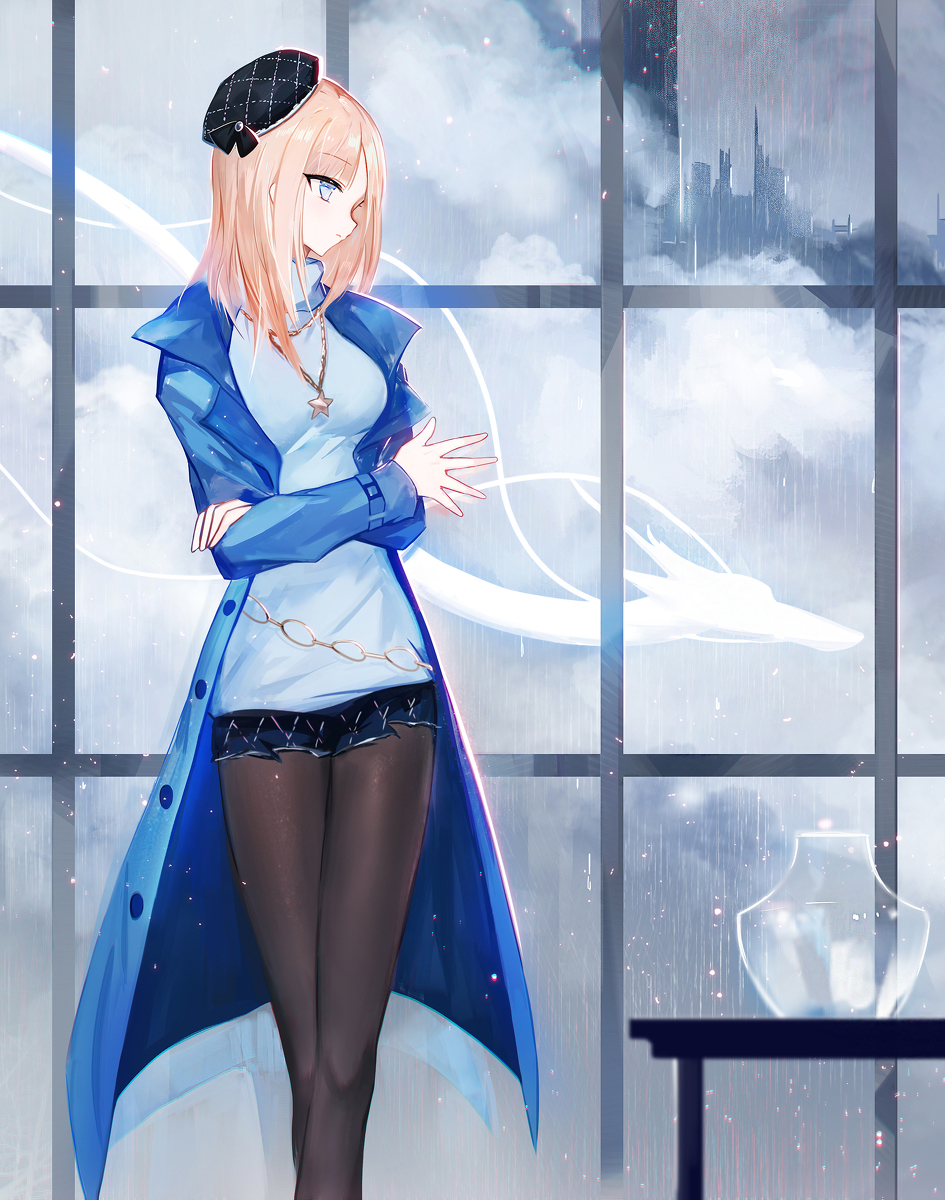 This is a pixiv picture whose title is 雨の中で出会う.