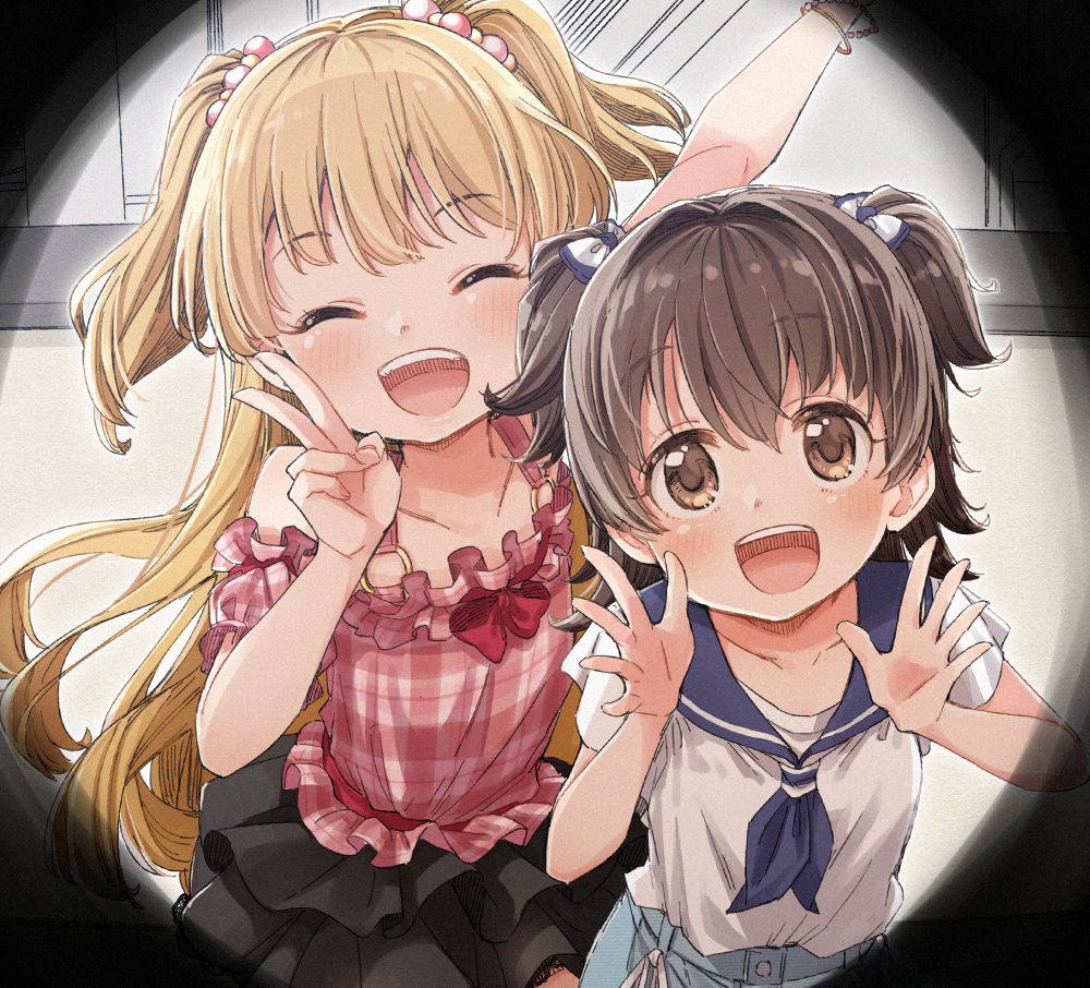 This is a pixiv picture whose title is 「Pくーん！迎えに来たよー！」「みりあもいるよー！」.