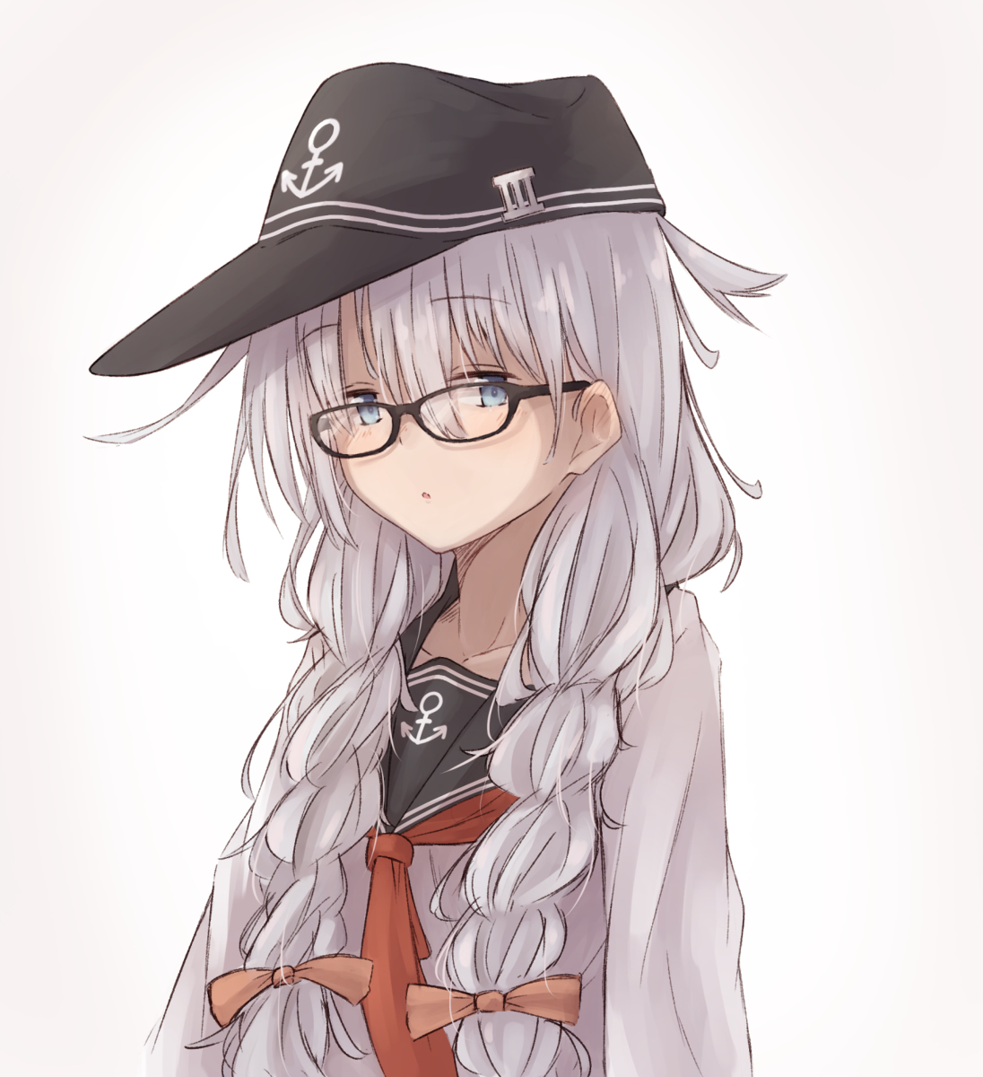 This is a pixiv picture whose title is 眼鏡おさげ響.