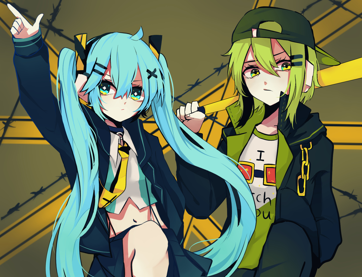 This is a pixiv picture whose title is GUMIKU GUMI x 初音ミク log12.