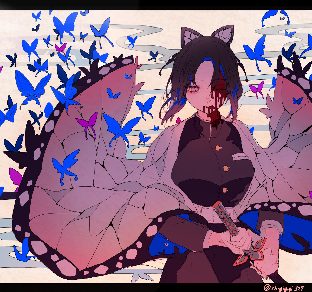 This is a pixiv picture whose title is 胡蝶しのぶ.