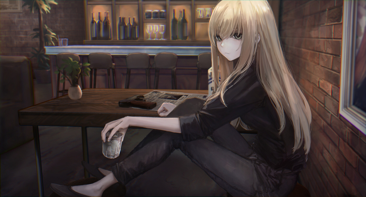 This is a pixiv picture whose title is evening drink.