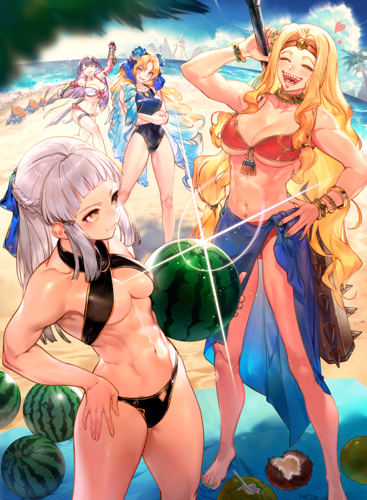 This is a pixiv picture whose title is 夏だ！水着だ！スイカ割りだ！.