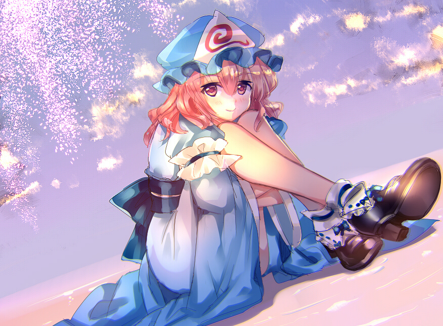 This is a pixiv picture whose title is 彼方の幽々子さま.