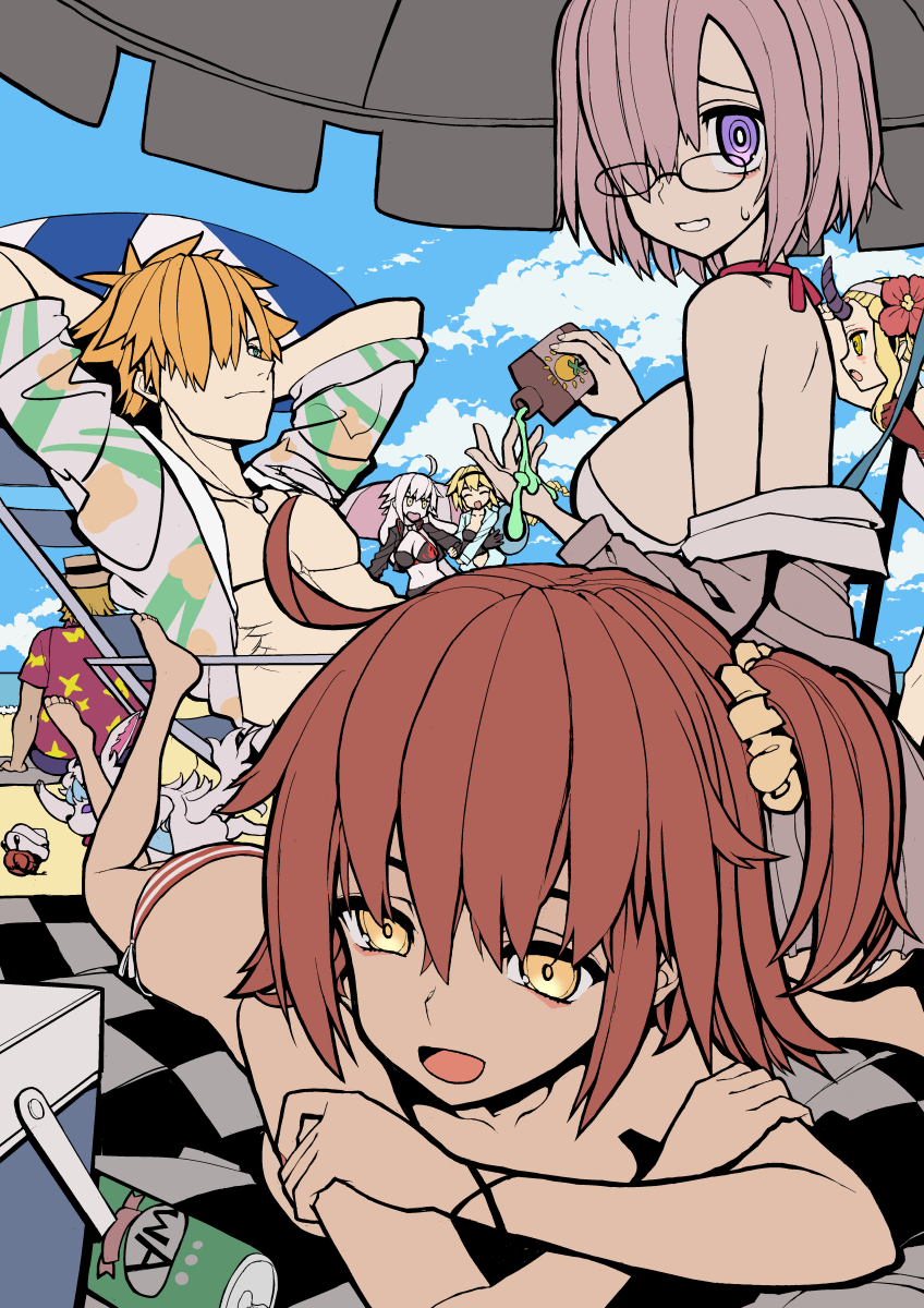 This is a pixiv picture whose title is 水着ぐだ子寝そべり.