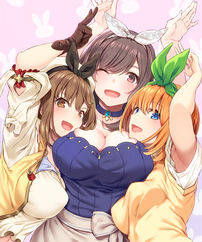 This is a pixiv picture whose title is 巨乳ウサ耳リボンの森.