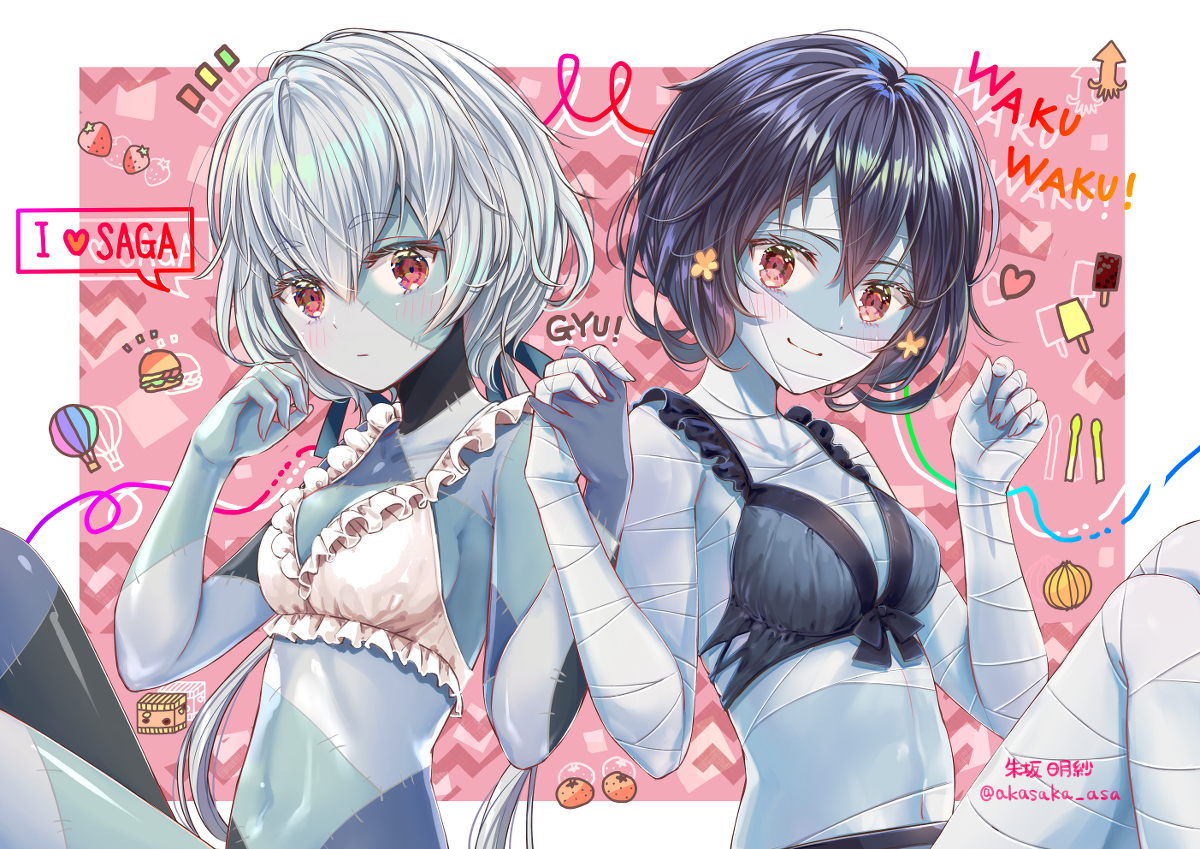 This is a pixiv picture whose title is 純子＆愛 ゾンビver..