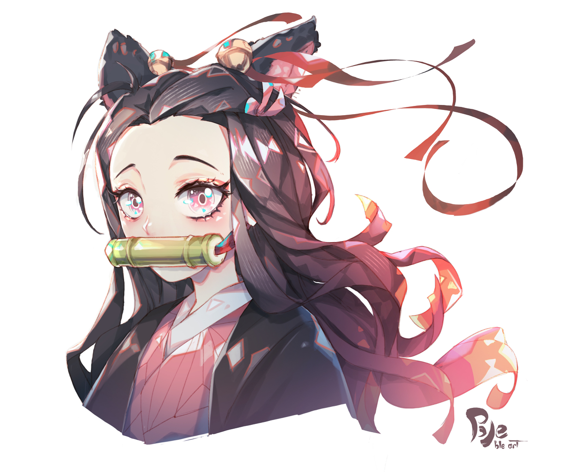 This is a pixiv picture whose title is Cat Cat Nezuko.