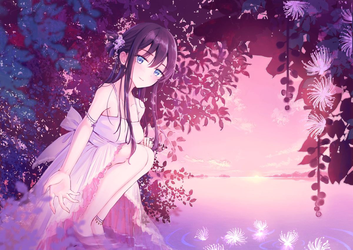 This is a pixiv picture whose title is 夏が終わる夜に.