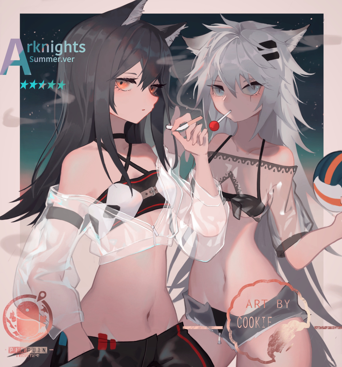 This is a pixiv picture whose title is 双狼泳装.