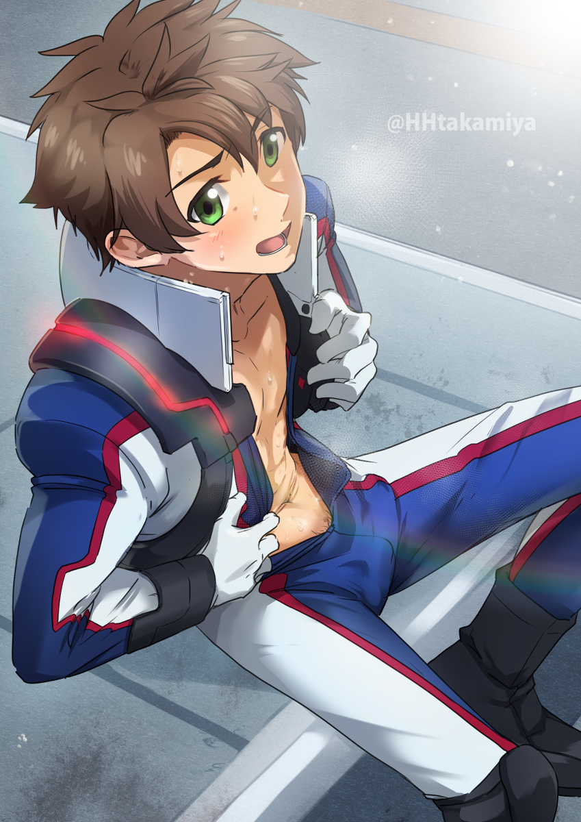 This is a pixiv picture whose title is 裸パイスー青葉くん.