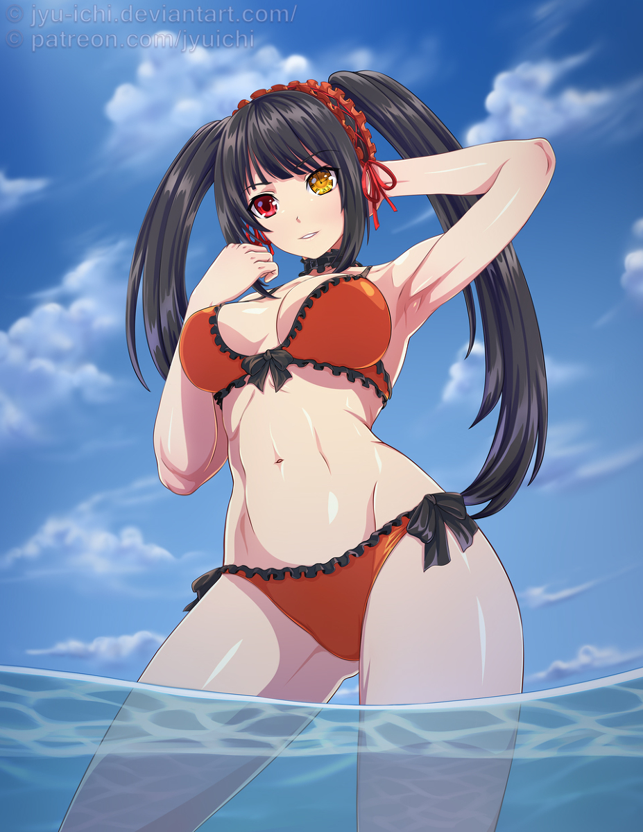 This is a pixiv picture whose title is 時崎 狂三 ときさき くるみ Kurumi Tokisaki.