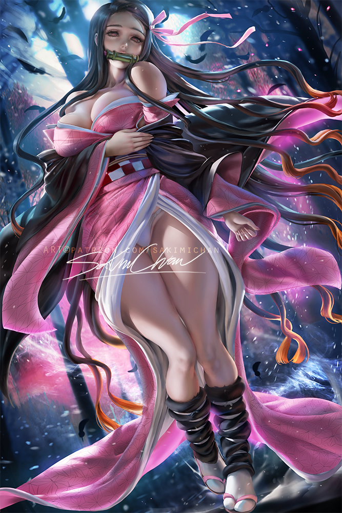 This is a pixiv picture whose title is 灶门祢豆子长大版 Older Nezuko.