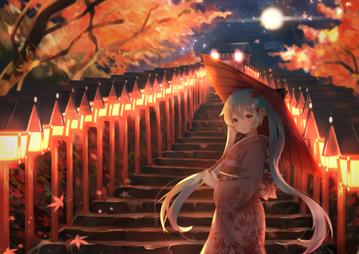 This is a pixiv picture whose title is 初音ミク×京都.