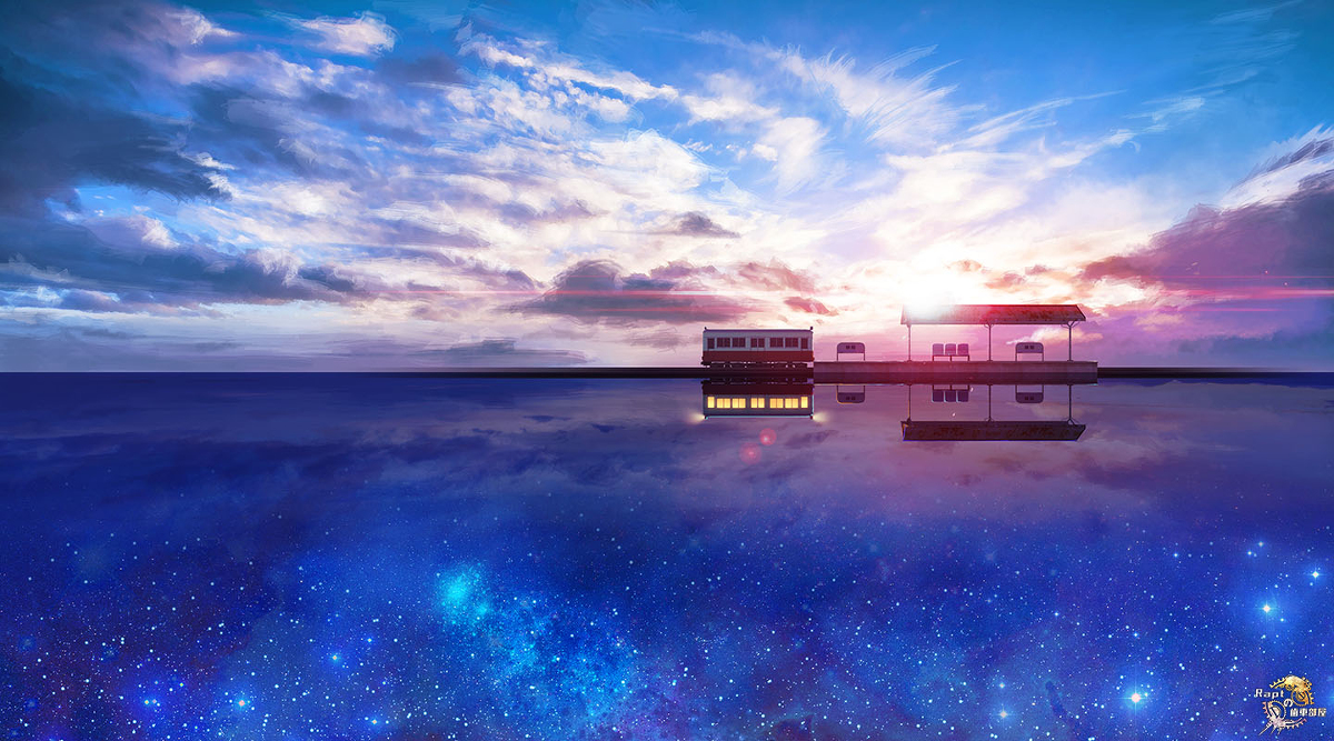 This is a pixiv picture whose title is 昼夜の鏡面.