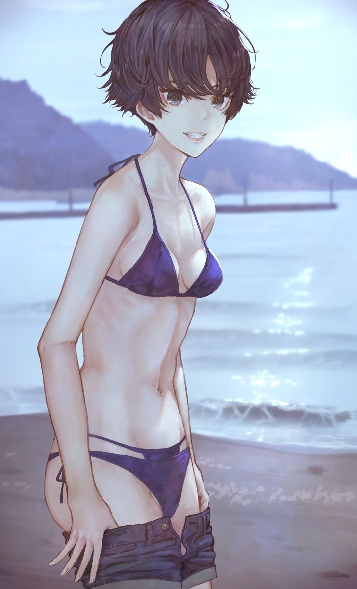 This is a pixiv picture whose title is 晩夏の海.