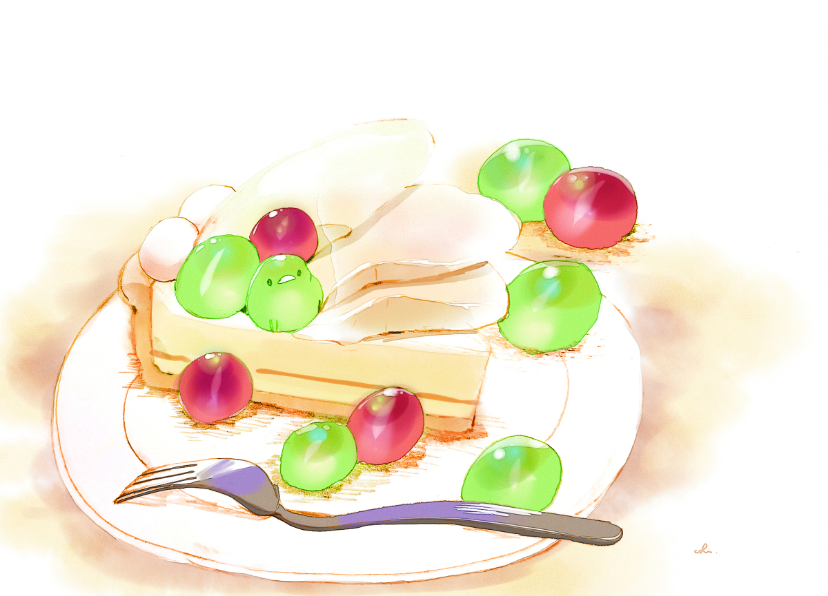 This is a pixiv picture whose title is 梨とぶどうのケーキ.