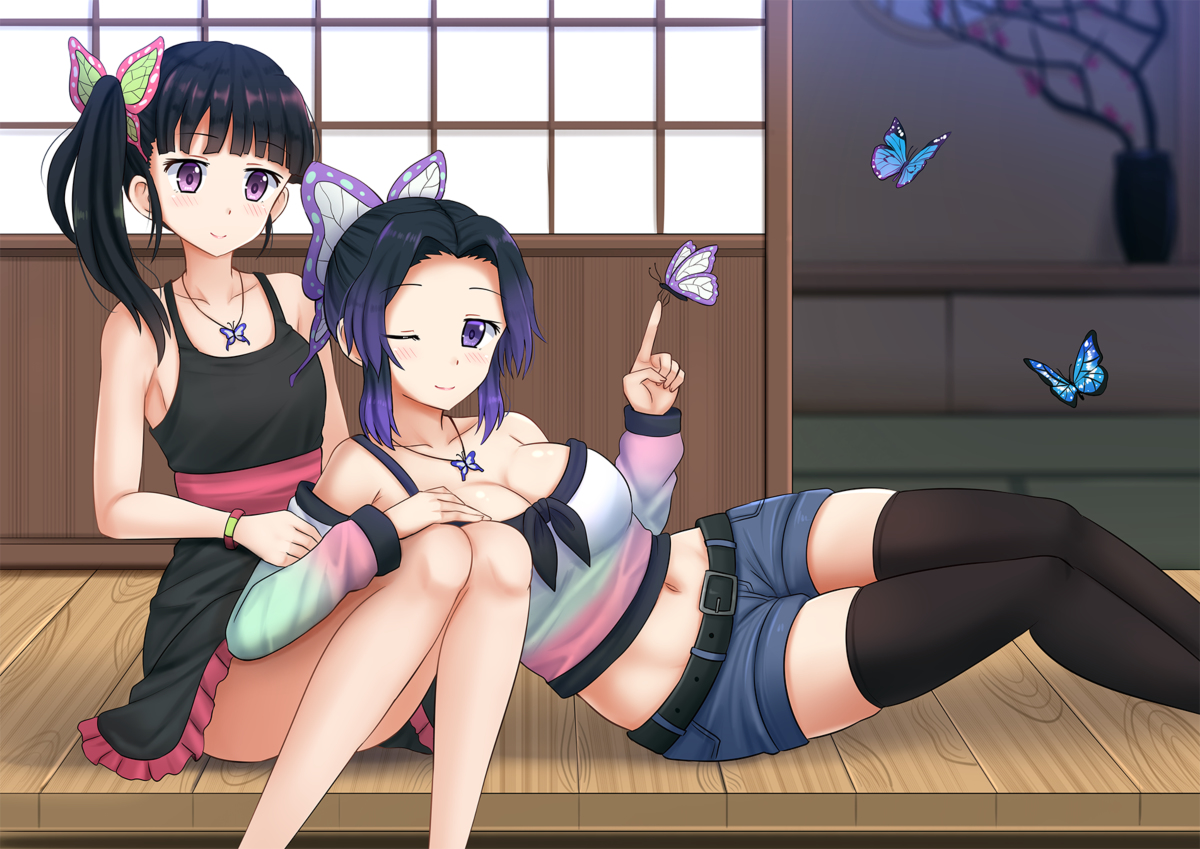 This is a pixiv picture whose title is Tsuyuri x Shinobu.