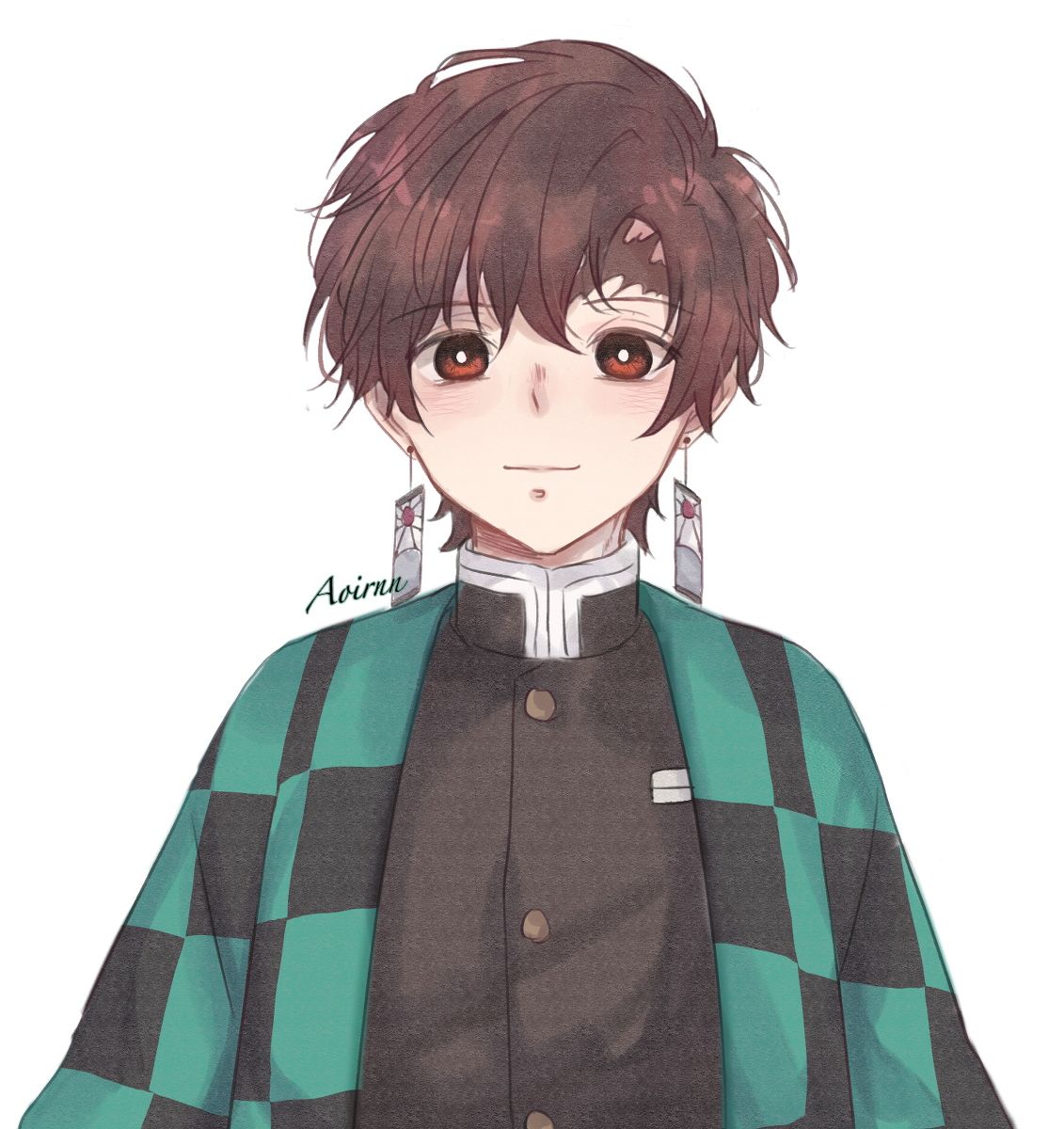 This is a pixiv picture whose title is Kamado Tanjirou hair down.