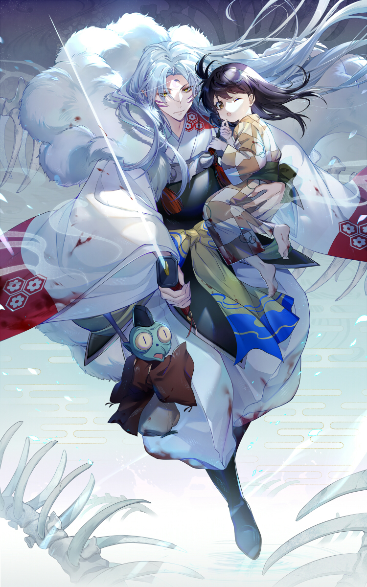 This is a pixiv picture whose title is 殺生丸とりんと邪見.