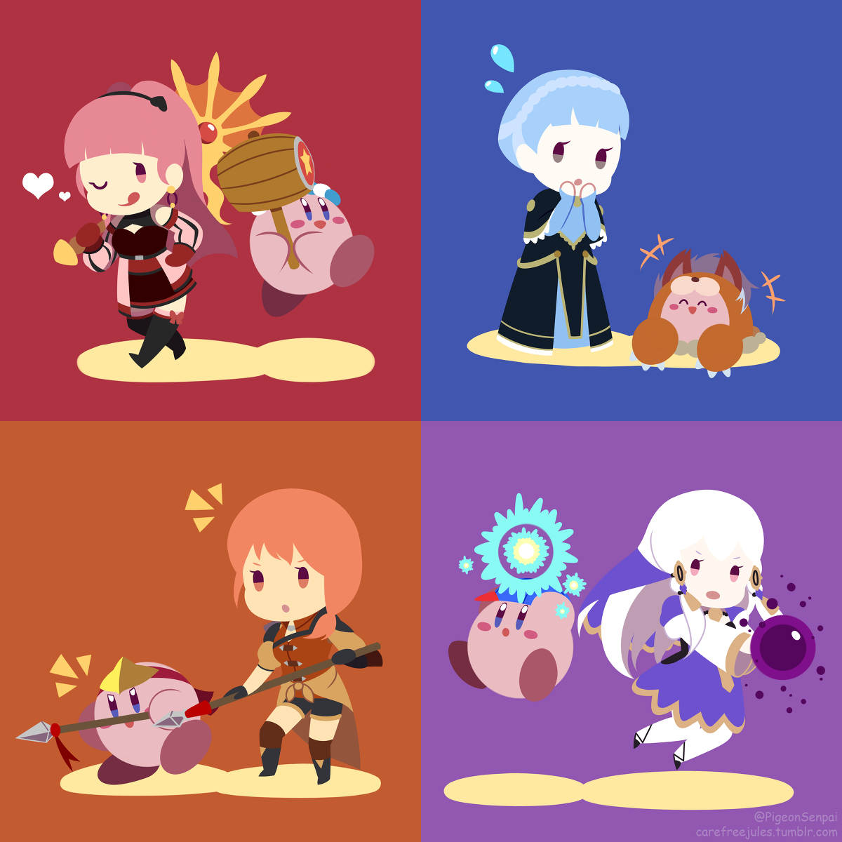 This is a pixiv picture whose title is Three Houses/Kirby.