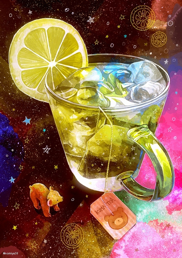 This is a pixiv picture whose title is クマと檸檬ティー.