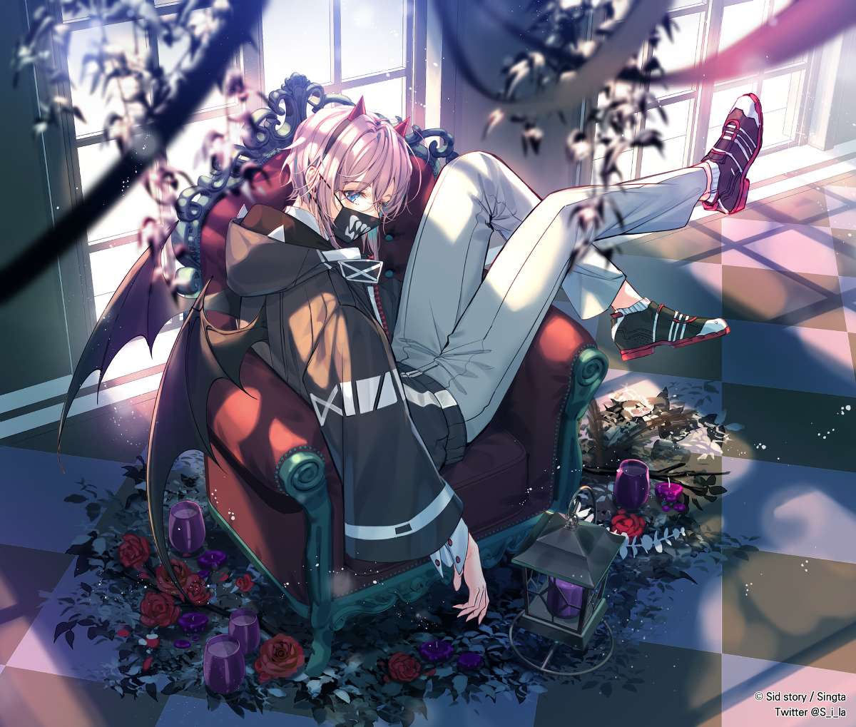 This is a pixiv picture whose title is 🦇🦇.