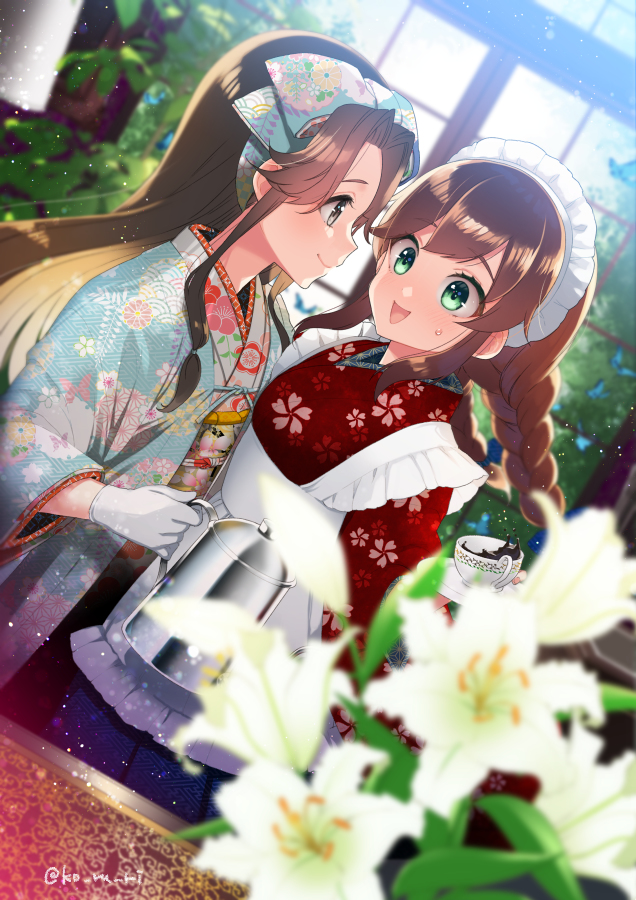 This is a pixiv picture whose title is お嬢様神通と和風メイド能代.