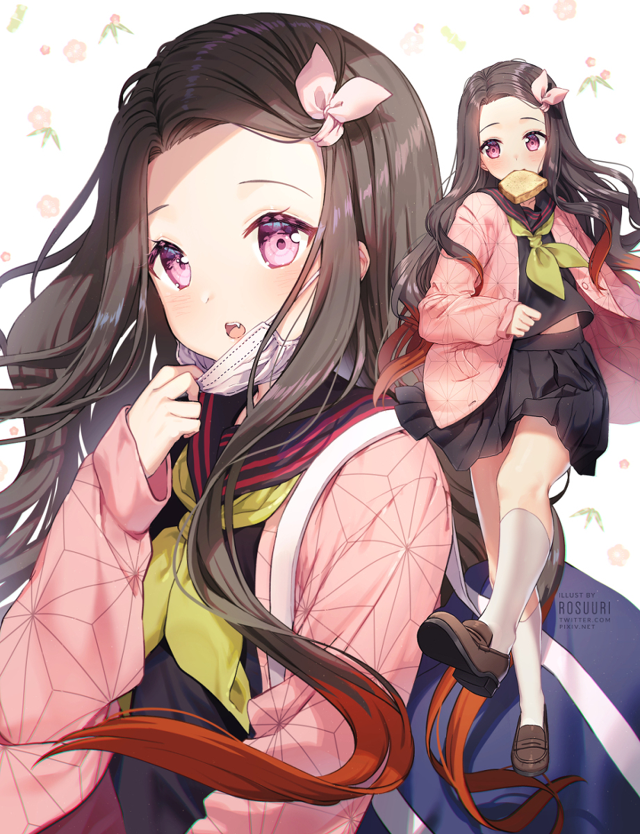 This is a pixiv picture whose title is Nezuko Kick!.