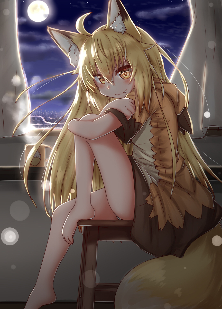 This is a pixiv picture whose title is 夜更かし.