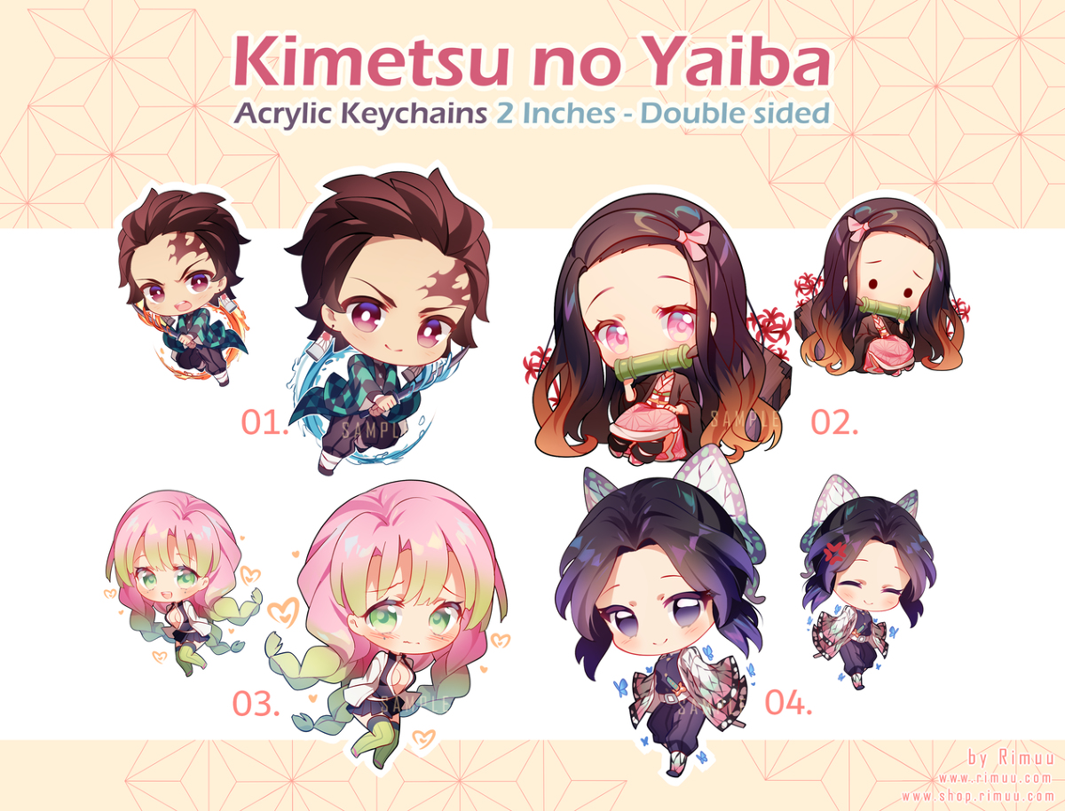 This is a pixiv picture whose title is Kimetsu no Yaiba Keychains.