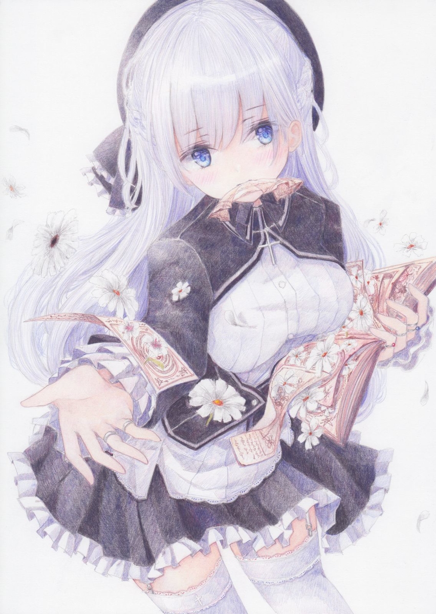 This is a pixiv picture whose title is 花の魔女学生.