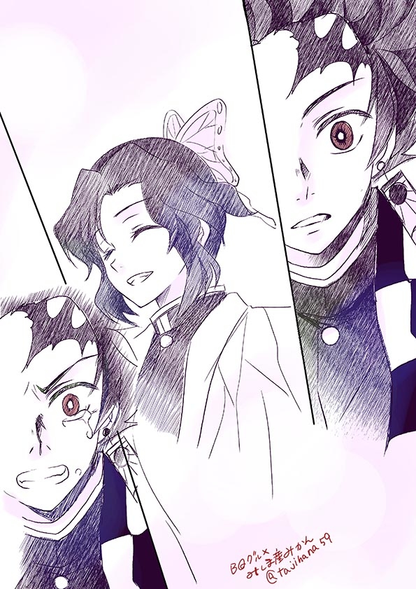 This is a pixiv picture whose title is 竈門炭治郎と胡蝶しのぶ（17巻）.