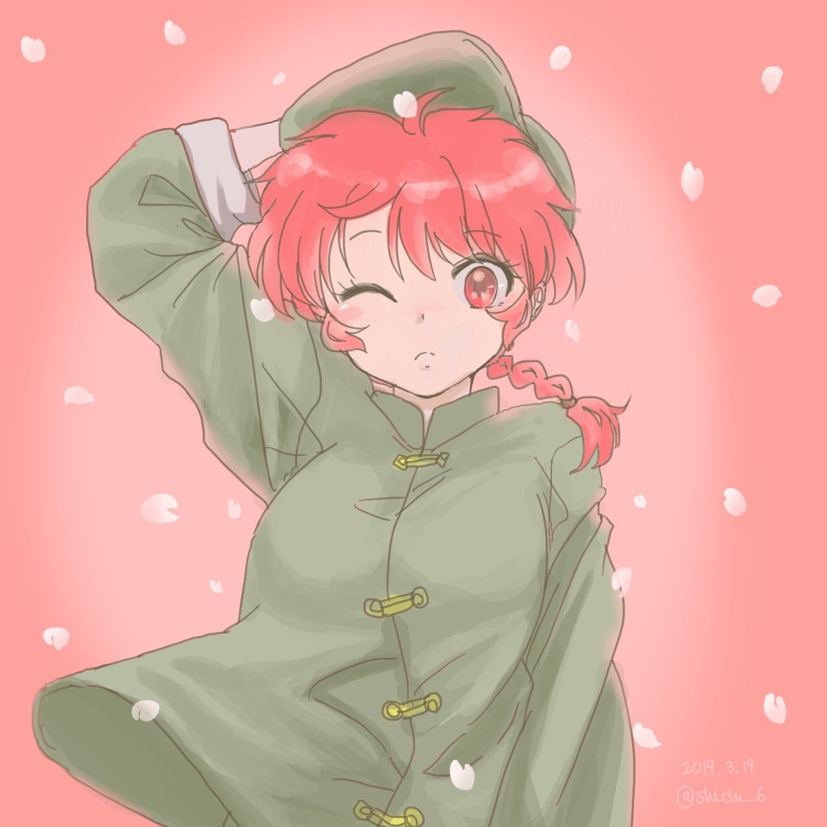 This is a pixiv picture whose title is 桜乱馬.