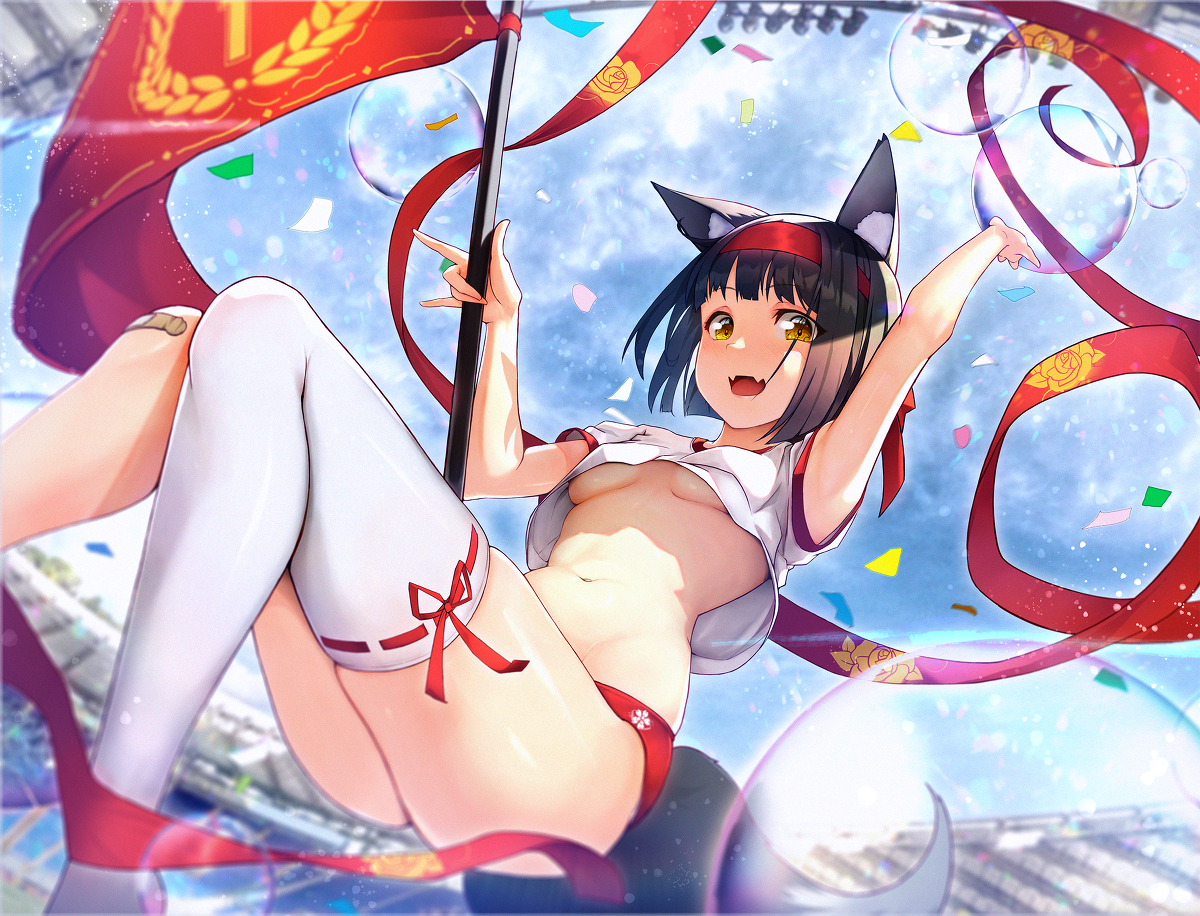 This is a pixiv picture whose title is 陸奥の勝利 (運動会).