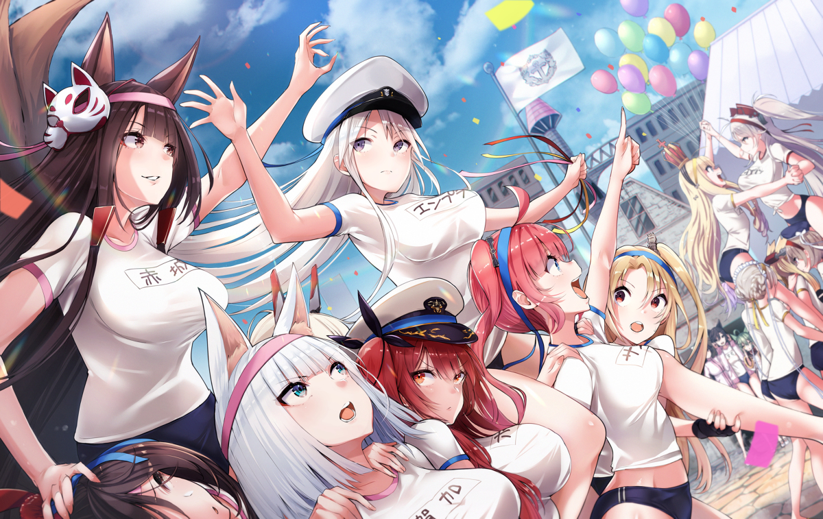 This is a pixiv picture whose title is アズレン秋の街中大運動会.