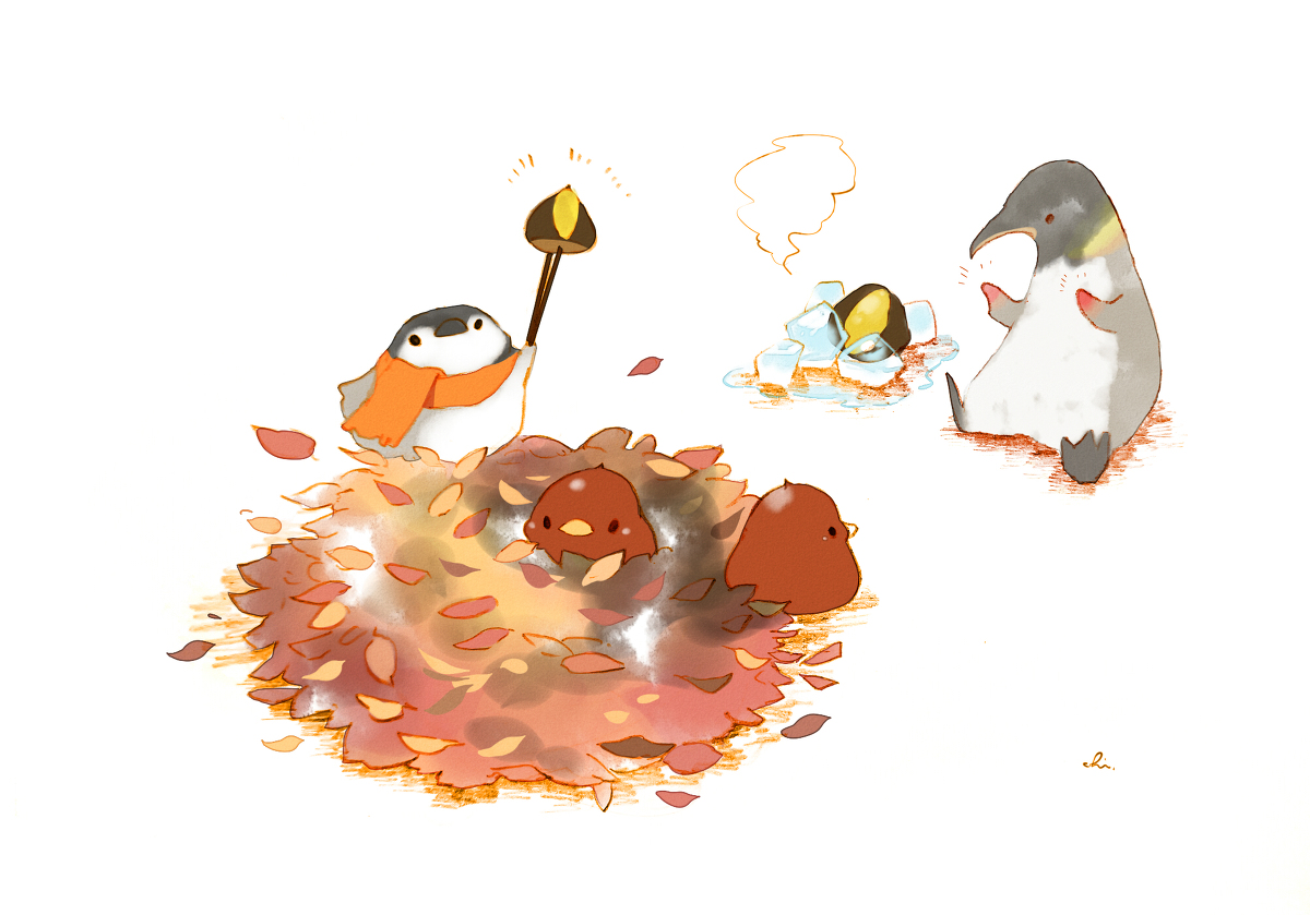 This is a pixiv picture whose title is 焼き栗ペンギン.