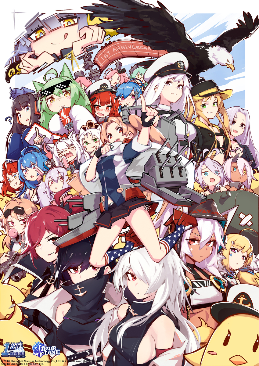 This is a pixiv picture whose title is アズールレーン（EN）1周年記念.