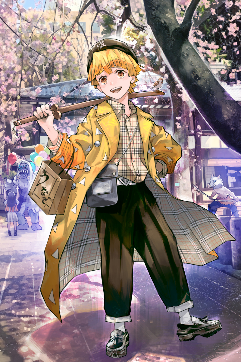 This is a pixiv picture whose title is 現代×鬼滅の刃.