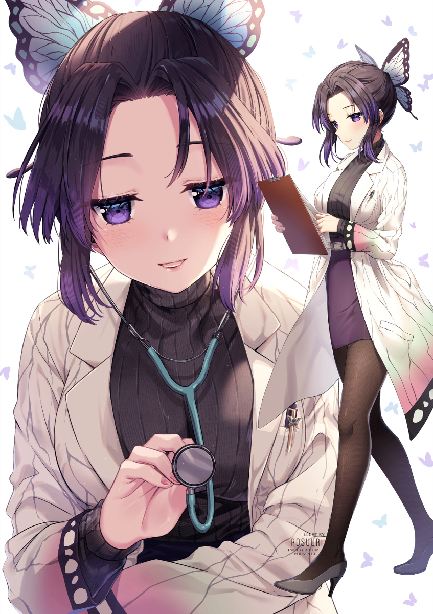 This is a pixiv picture whose title is School Nurse Shinobu.