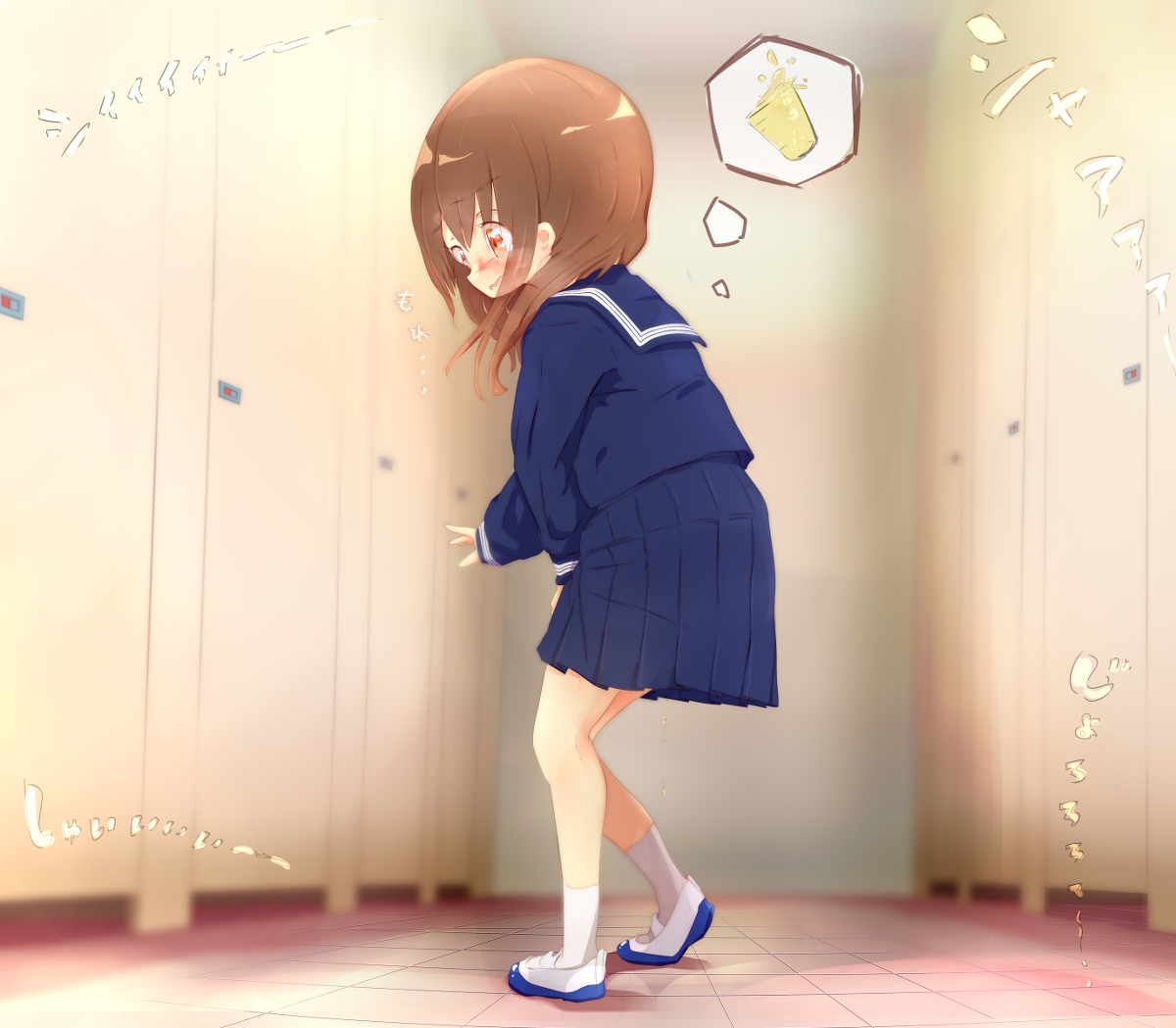 This is a pixiv picture whose title is トイレの個室全部空いてなかった。.