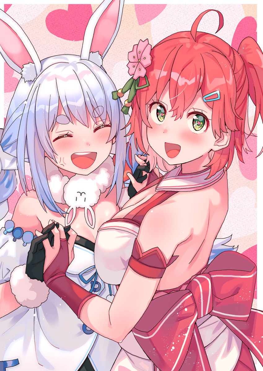 This is a pixiv picture whose title is ぺこみこプロレス.