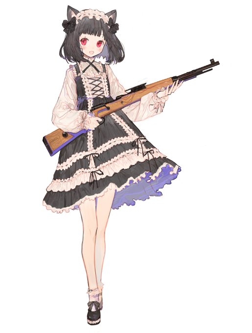 This is a pixiv picture whose title is girl with gun.