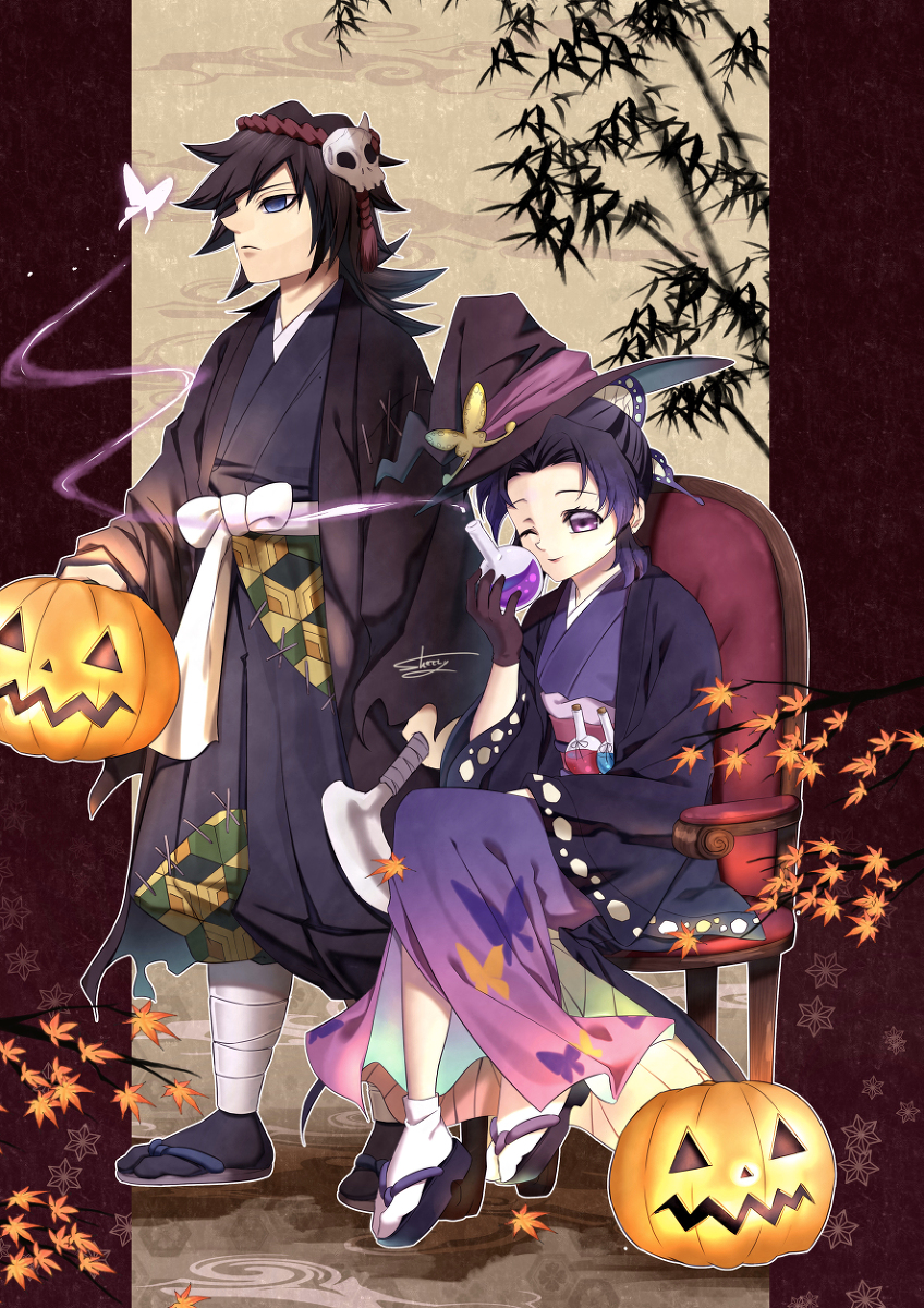 This is a pixiv picture whose title is ハロウィンぎゆしの.