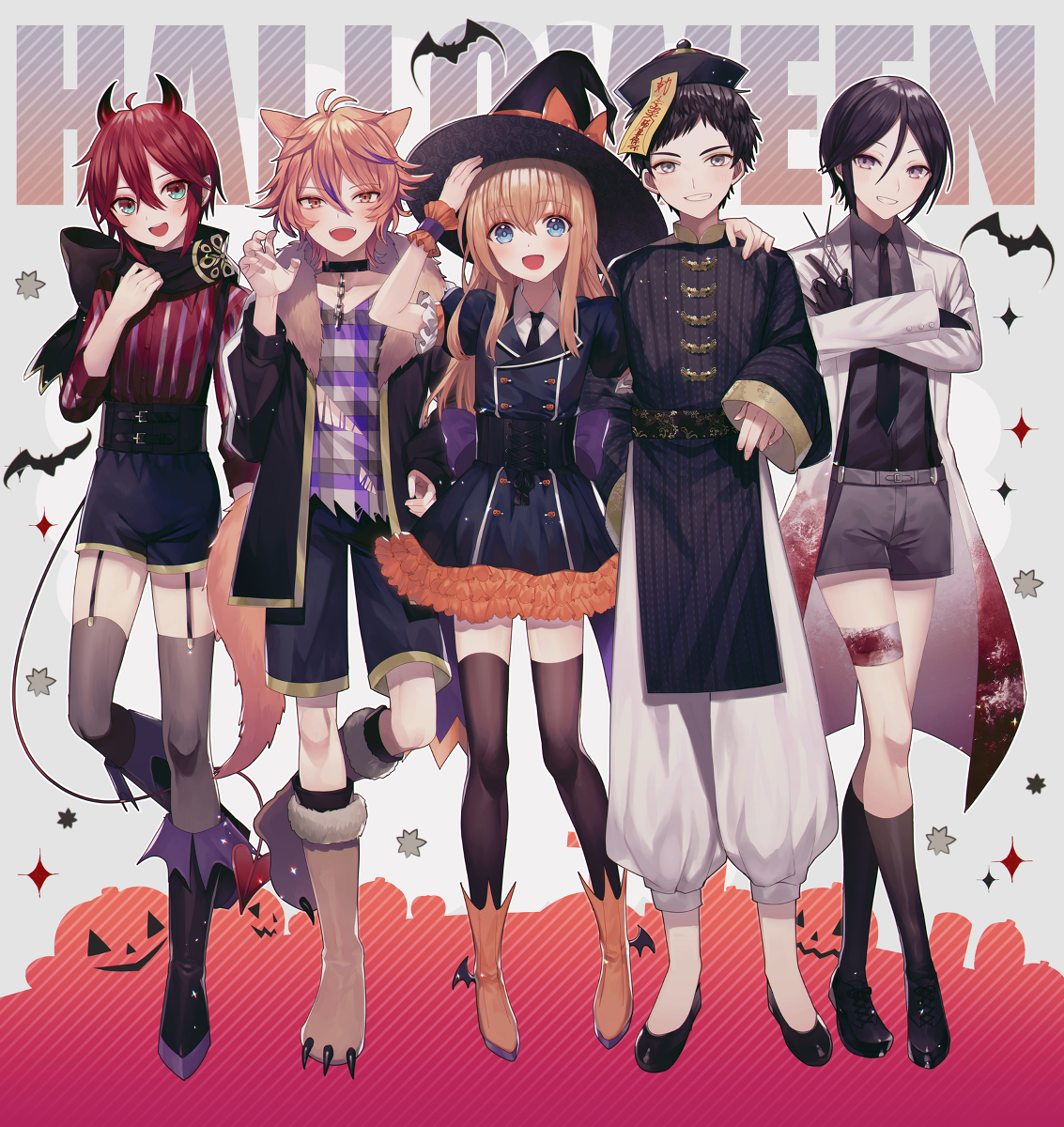 This is a pixiv picture whose title is 大将組with乱でハロウィン.