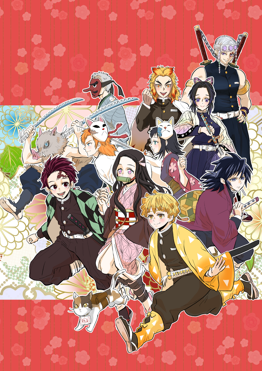 This is a pixiv picture whose title is 鬼滅の刃　かまぼこ隊＋.